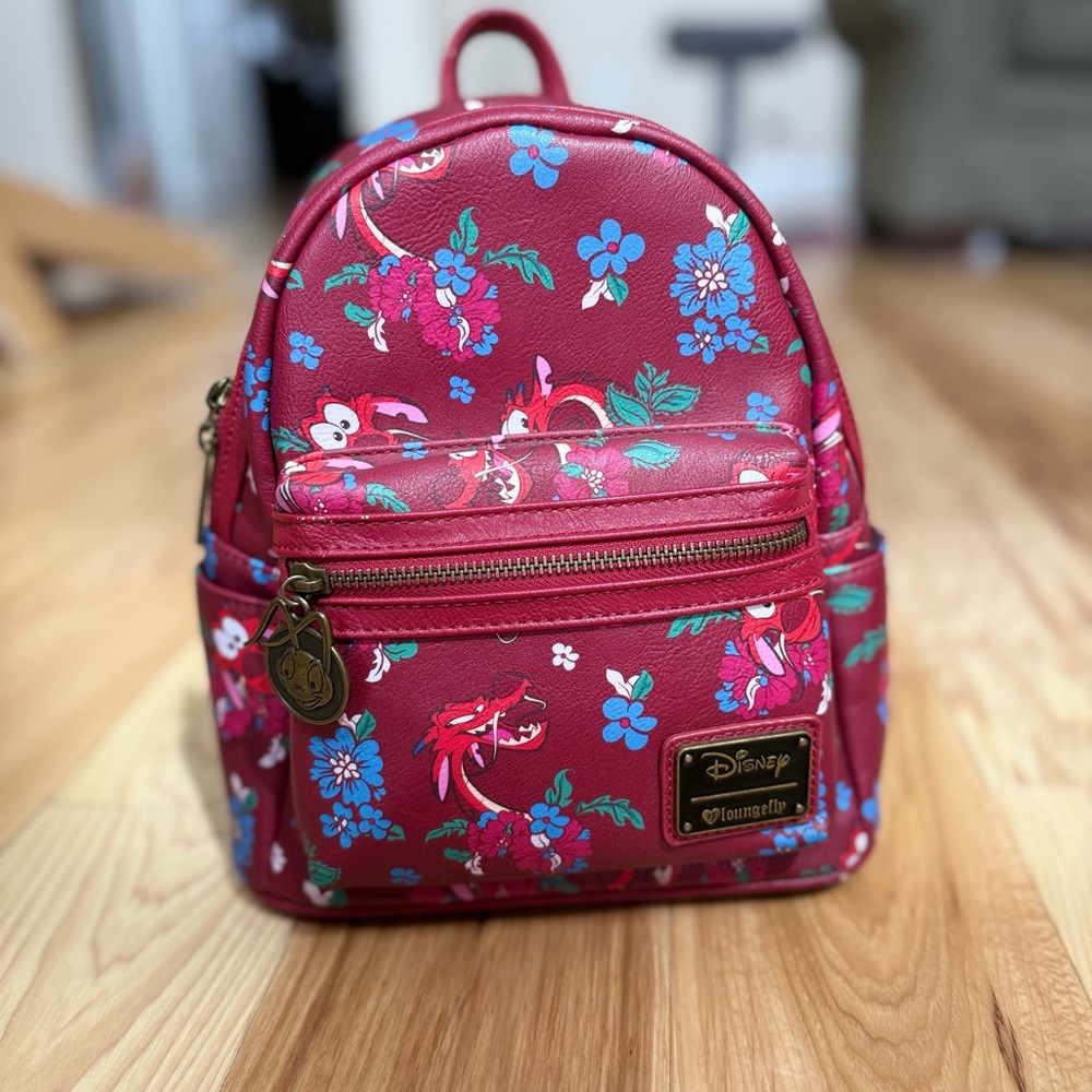 Loungefly Disney Original Heart Mulan Mushu Mini Backpack.